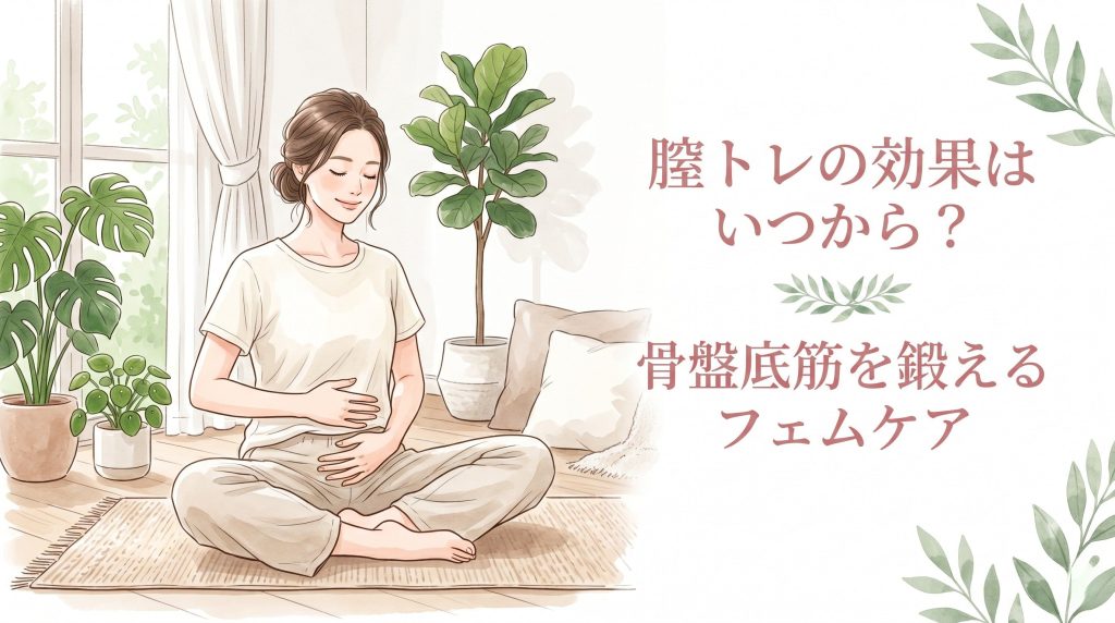 膣トレと骨盤底筋ケアをイメージした女性向けフェムケアイラスト