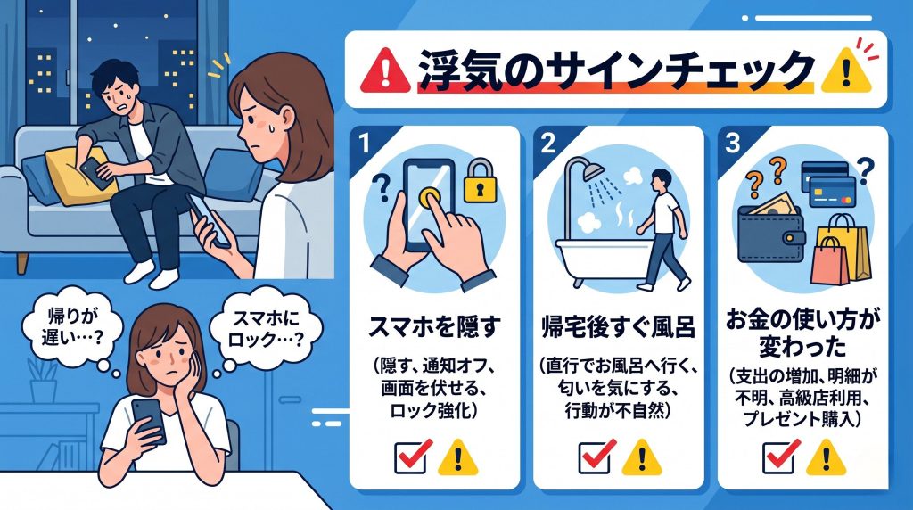 浮気のサインをチェック