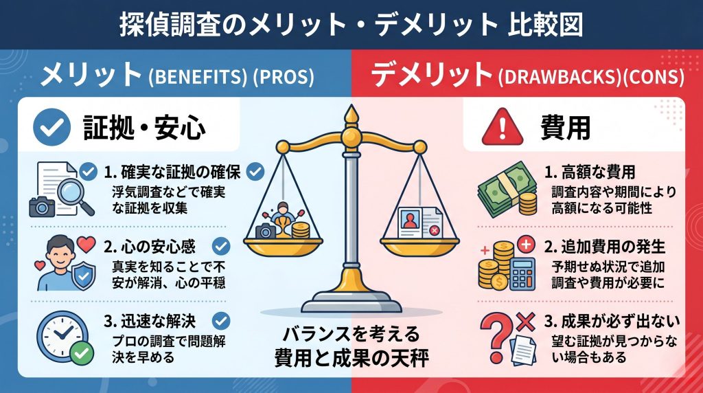 探偵依頼のメリットとデメリット