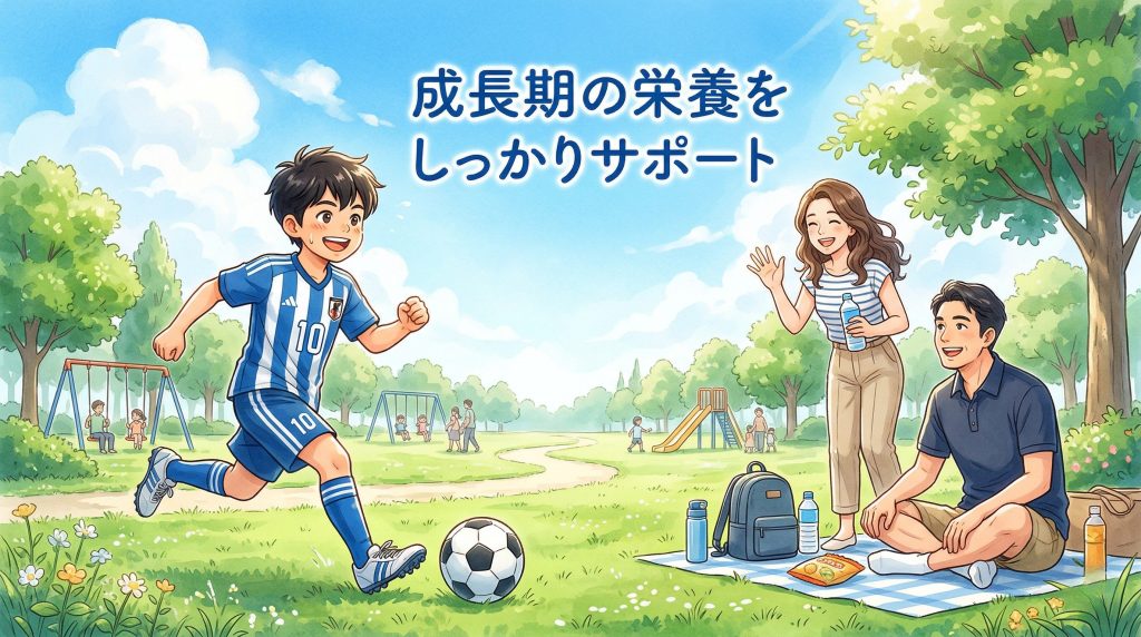 子供の成長をサポートする栄養補助のイメージイラスト