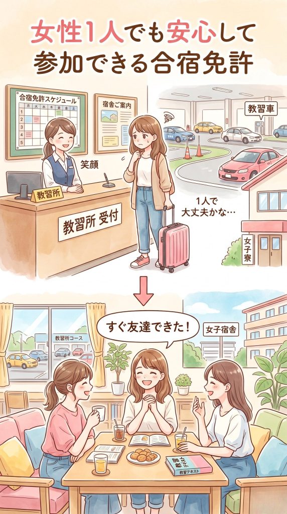 女性一人でも安心して参加できる合宿免許