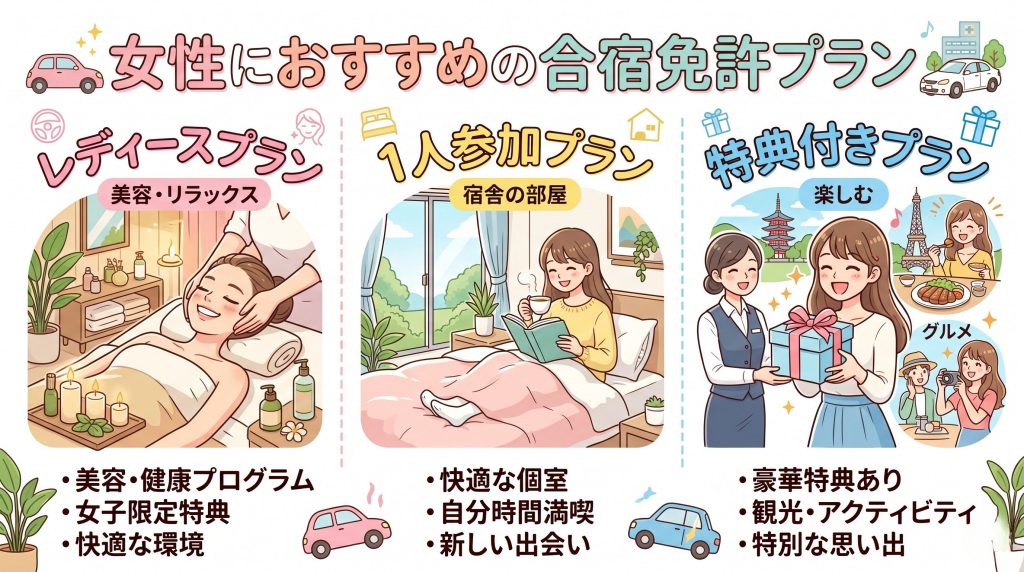 女性におすすめの合宿免許プラン比較