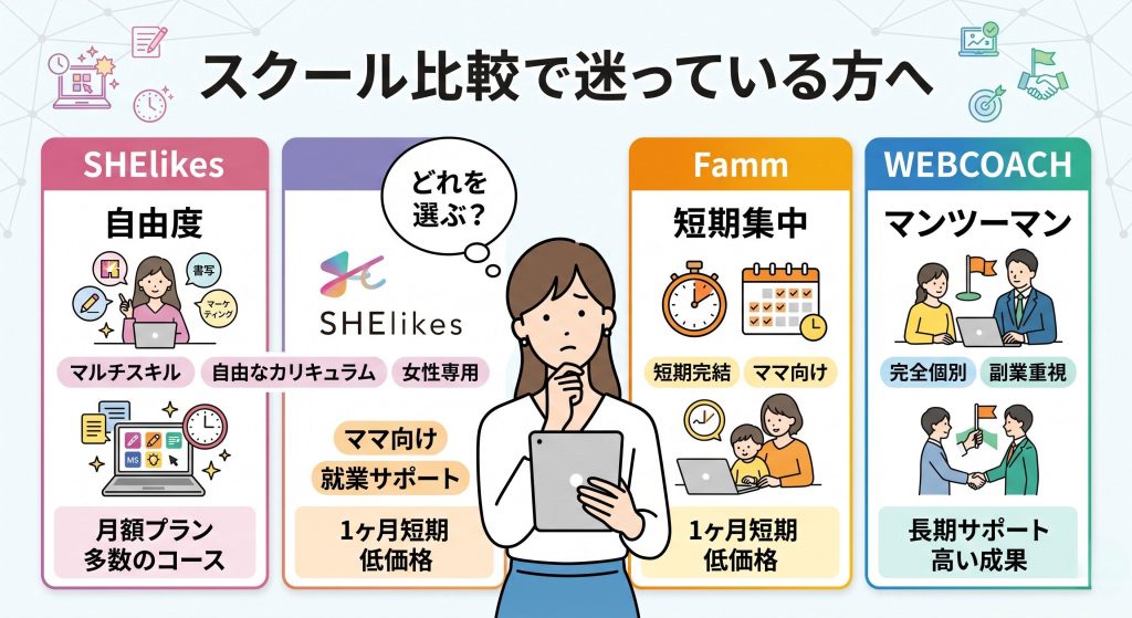 女性向けキャリアスクールの比較